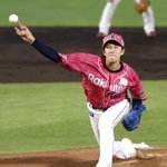 　ロッテ戦に先発し、６回無失点で４勝目を挙げた楽天・岸＝楽天モバイルパーク