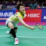 　女子シングルス３回戦　カナダ選手と対戦する宮崎友花＝ニューデリー（ＡＰ＝共同）