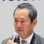 　記者会見する日本ＧＬＰの帖佐義之社長＝２５日午前、川崎市