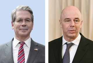 　ベセント米財務長官、ロシアのシルアノフ財務相（タス＝共同）