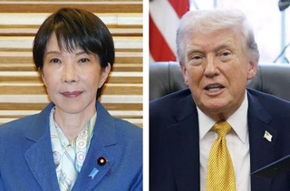 　　高市早苗首相、トランプ米大統領（ゲッティ＝共同）