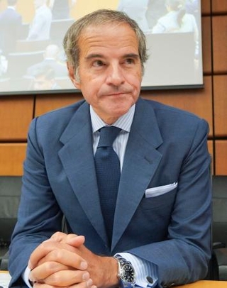 　ＩＡＥＡの定例理事会に臨むグロッシ事務局長＝７日、ウィーン（共同）