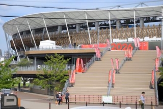 　アジア大会の開会式が行われるパロマ瑞穂スタジアム＝１８日午後、名古屋市