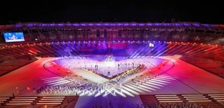 　アジア大会の開会式が行われたパロマ瑞穂スタジアム＝１９日
