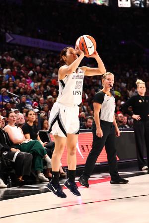 　米ＷＮＢＡでスパークス戦に出場したエースズの山本麻衣＝２２日、ラスベガス（ＷＢＡＥ・ゲッティ＝共同）