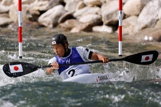　男子カヤックシングル決勝　２位となった田中雄己＝愛知県矢作川スラロームコース