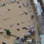 　豪雨で冠水した千葉県大網白里市のＪＲ大網駅周辺＝８月