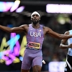 　２００ｍを今季世界最高の１９秒５２で制したケネス・ベドナレク＝１３日、ブダペスト（ＡＰ＝共同）