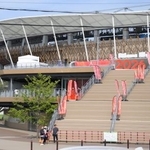 　アジア大会の開会式が行われるパロマ瑞穂スタジアム＝１８日午後、名古屋市