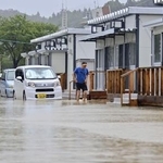 　奥能登豪雨で冠水した石川県輪島市の仮設住宅＝２０２４年９月２２日