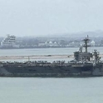 　２日、タイ中部チョンブリ県に寄港する米原子力空母エーブラハム・リンカーン（共同）