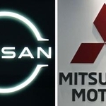 　日産自動車（左）、三菱自動車のロゴ