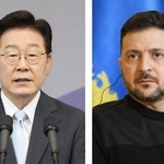 　韓国の李在明大統領、ウクライナのゼレンスキー大統領　
