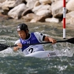 　男子カヤックシングル決勝　２位となった田中雄己＝愛知県矢作川スラロームコース