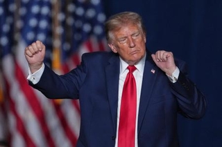 　トランプ米大統領＝７日、テキサス州サンアントニオ（ＡＰ＝共同）