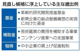 　見直し候補に浮上している主な歳出例