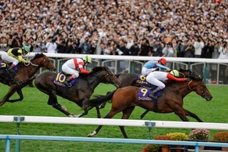 　第８７回菊花賞を制した武豊騎乗のゴーイントゥスカイ（右手前）＝京都競馬場