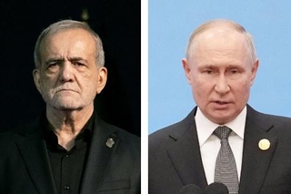 　イランのペゼシュキアン大統領（ゲッティ＝共同）、ロシアのプーチン大統領