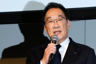 　記者会見するニデックの戒田理夫社長＝２８日午後、東京都内