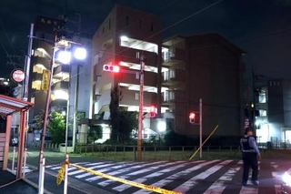 　女性２人が切り付けられた市営住宅＝１０月２９日午後、名古屋市東区