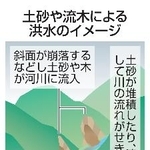 　土砂や流木による洪水のイメージ