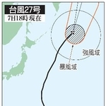 　台風２７号の予想進路（７日１８時現在）
