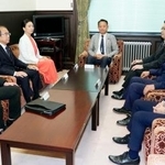 　会談に臨む野党６党の参院国対委員長ら＝９日午後、国会