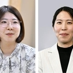 　左から西山朋佳白玲、福間香奈女流四冠