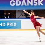 　フィギュアのジュニアＧＰポーランド大会、演技する金沢純禾＝９日、グダンスク（ゲッティ＝共同）