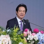 　双十節の式典で演説する台湾の頼清徳総統＝１０日、台北市（中央通信社＝共同）