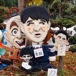 　人気テレビドラマ「ＶＩＶＡＮＴ」の主人公などのかかし＝１３日、岩手県紫波町