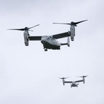 　３月、鹿児島県・種子島上空を飛ぶ米海兵隊のＭＶ２２オスプレイ