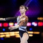 　公式練習で調整する杉原愛子＝ロッテルダム（共同）