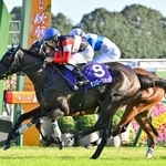 　第３１回秋華賞でゴールする優勝したモンローウォーク＝京都競馬場