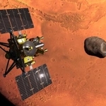 　火星の近くに到着した「ＭＭＸ」の探査機のイメージ（ＪＡＸＡ提供）