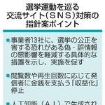 　選挙運動を巡る交流サイト（ＳＮＳ）対策の指針案ポイント