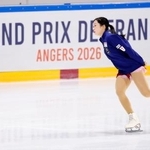 　公式練習に臨む中井亜美＝アンジェ（共同）