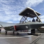 　ファンボロー国際航空ショーで展示された、日英伊による次期戦闘機の模型＝７月、英南部ファンボロー（共同）