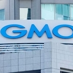 　ＧＭＯインターネットグループの看板＝１２日、東京都渋谷区