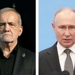　イランのペゼシュキアン大統領（ゲッティ＝共同）、ロシアのプーチン大統領