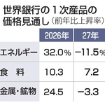 　世界銀行の１次産品の価格見通し