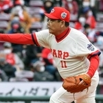 　「Ｃａｒｐ　Ｌｅｇｅｎｄ　Ｇａｍｅ」に参加した池谷公二郎さん＝２０２２年３月、マツダスタジアム