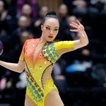 　女子個人総合　松坂玲奈のボール＝高崎アリーナ