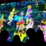 　野外アート展「チームラボ福岡城跡光ノ祭」の内覧会で紹介された作品＝２８日、福岡市