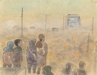　仏画家豊田和子さんの画文集「記憶のなかの神戸　私の育ったまちと戦争」に描かれた作品（（Ｃ）Ｋａｚｕｋｏ　ＴＯＹＯＤＡ）
