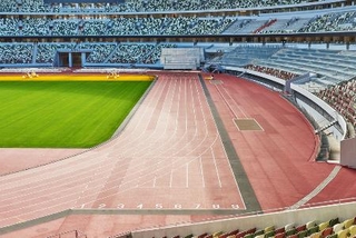 　国立競技場の陸上トラック（ＪＳＣ提供）