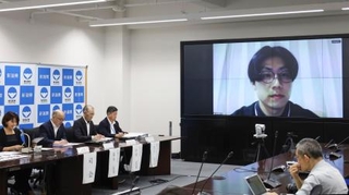 　東京電力柏崎刈羽原発の再稼働を巡り、開かれた公聴会＝２４日午後、新潟県庁