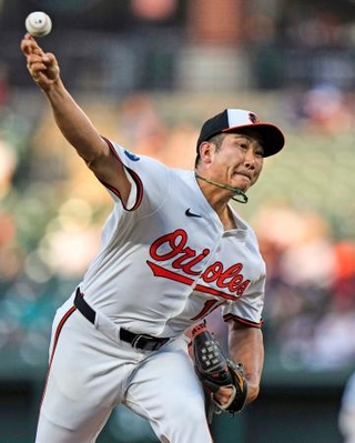 　レッドソックス戦に先発したオリオールズ・菅野＝ボルティモア（ＡＰ＝共同）