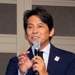 　陸上の世界選手権東京大会開幕１カ月前となり取材に応じる大会スペシャルアンバサダーの織田裕二さん＝東京都内