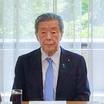 　自民党鹿児島県連所属の国会議員が開いた会合に出席した森山幹事長＝２０日午前、東京・永田町の党本部